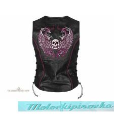   Xelement Womens Purple Winged Skull Leather Vest