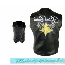 Ladies Black Biker Chick Embroidered Leather Vest