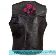 Ladies Black Lady Biker Embroidered Leather Vest