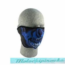 Zan Headgear Blue Chrome Skull Neoprene Half Face Mask
