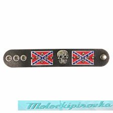 Confederate Flag Large Skull Spike Bracelet