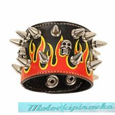 Spike and Flames with 3 Skulls Corium Bracelet