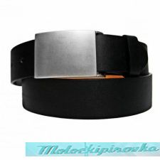 Plaint Buckle Black PU Leather Belt