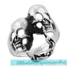Mens Stainless Steel Chained Skulls Ring