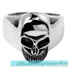 Mens Stainless Steel Angry Skull Ring
