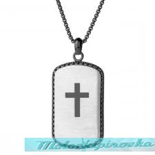 Stainless Steel Dog Tag Pendant with Black Outline