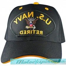 Officially Licensed Navy Patch and Embroidered Black Military Hat