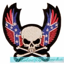 Skull With Crossbone and Rebel Wings Patch