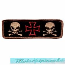 Iron Cross With Two Skulls 4.5 Inch Biker Patch