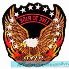 Live To Ride With Eagle And Flames On Side Patch