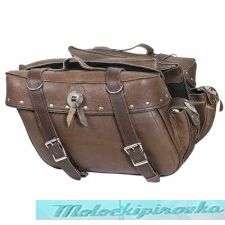 Xelement 2918-BR Brown Distressed-Leather Motorcycle Saddle Bags