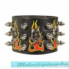 Skull and Flames Spike Corium Bracelet