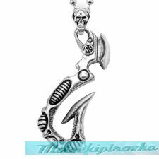 Sterling Silver Gothic Stylized Fish Hook Pendant