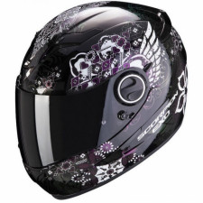 Мотошлем Scorpion Exo-490 Divina, цвет Черный-Фиолетовый Хамелеон-Белый