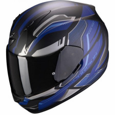 Мотошлем Scorpion EXO-390, цвет Черный Матовый-Синий Матовый-Серый