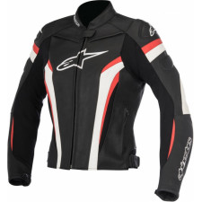 Мотокуртка женская кожаная Alpinestars Stella Gp Plus R V2 Leather Jacket, черно-бело-красный