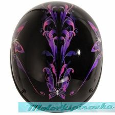Outlaw T-70 Purple Butterfly Glossy Motorcycle Half Helmet