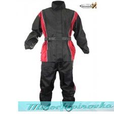Xelement Mens 2 Piece Black and Red Motorcycle Rainsuit With Boot Strap