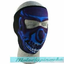 Neoprene Face Mask, Blue Chrome Skull