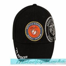Officially Licensed Marine Patch and Embroidered Black Military Hat