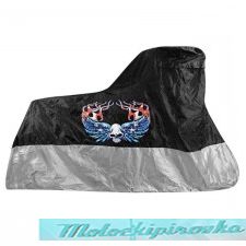 Xelement Premium Black or Silver Motorcycle Cover with Skull and Wing Graphics