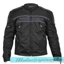 Mens Tri-Tex Fabric and Leather Level-3 Armored Motorcycle Jacket