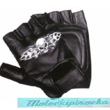 Leather Fingerless Gloves with Skull